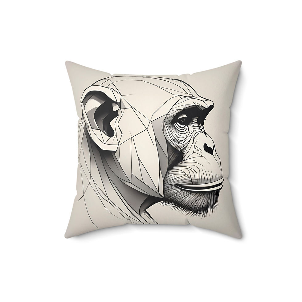 Thumbnail: Geometric Chimpanzee Art Pillow — Monkii Signature Square Throw Pillow