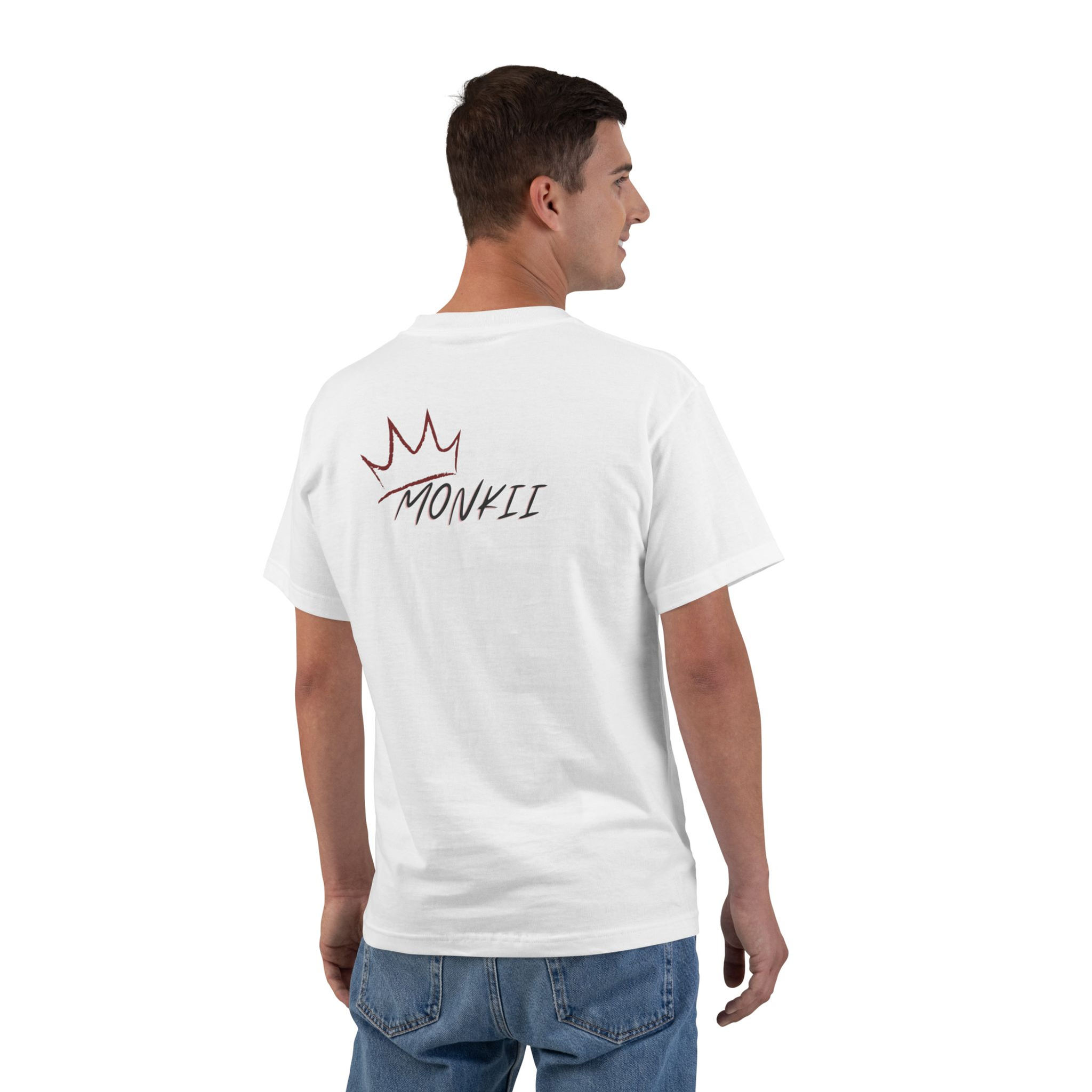 MONKII Crown Streetwear T-Shirt — Casual Short Sleeve Tee with Back Script