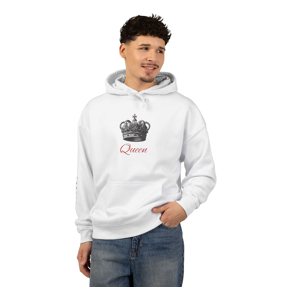 Thumbnail: Queen Crown Hoodie — Organic Relaxed White Pullover