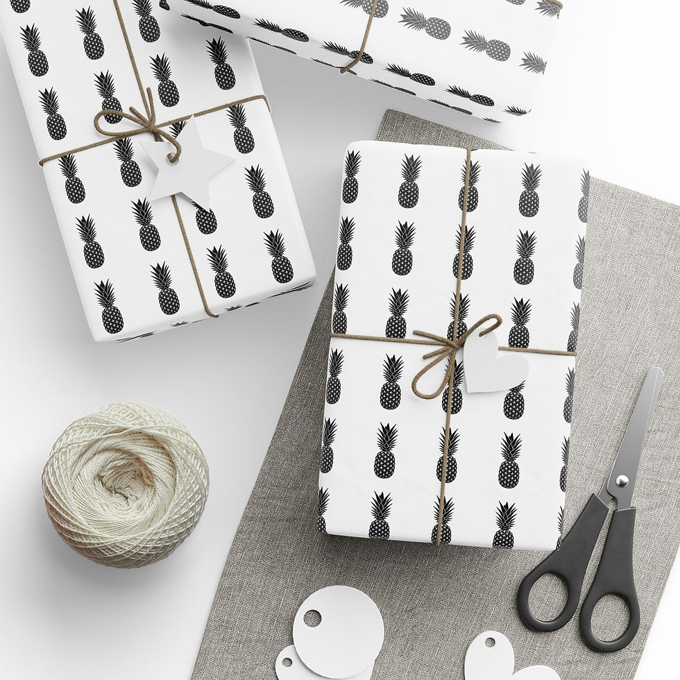 Thumbnail: Black MONKII Pineapple Wrapping Paper Roll —  Stylish Gift Wrap