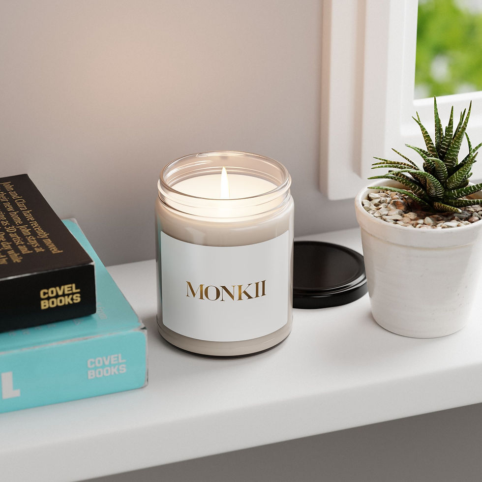 Soy Candle, Clean Cotton Scent, 9oz, MONKII
