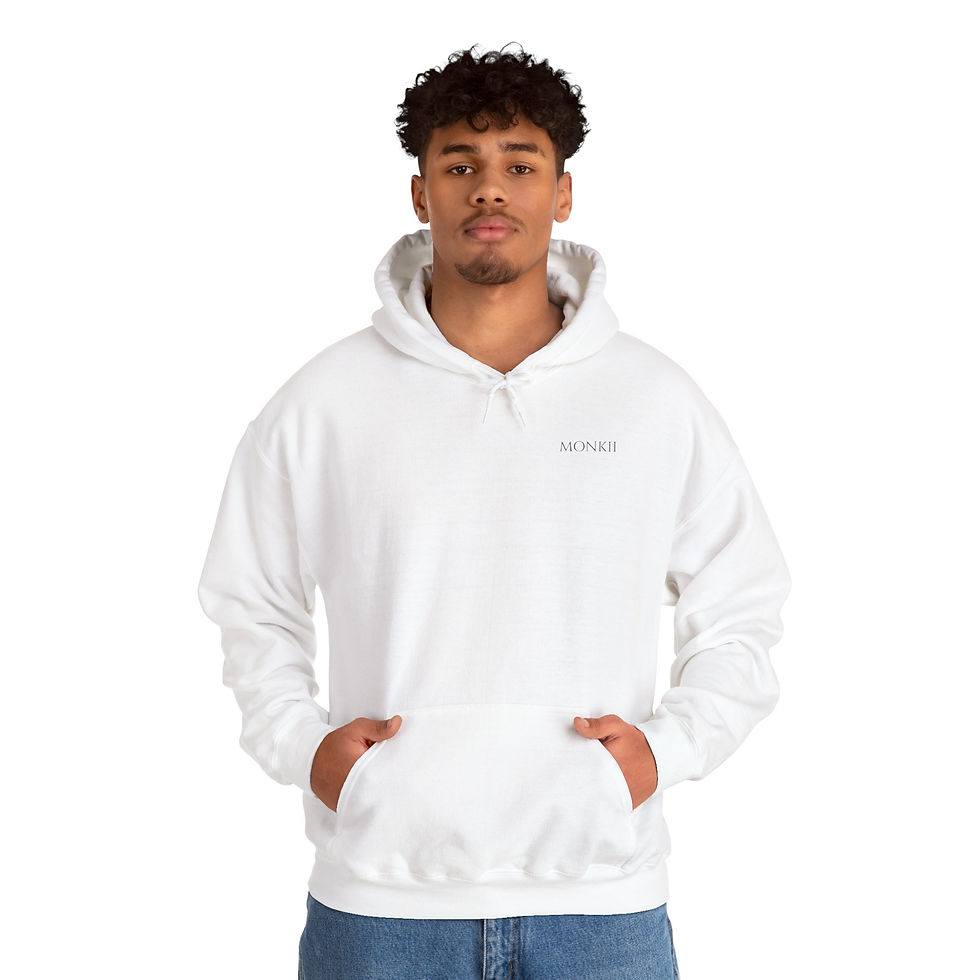 Cozy White MONKII Unisex Heavy Blend™ Hooded Sweatshirt