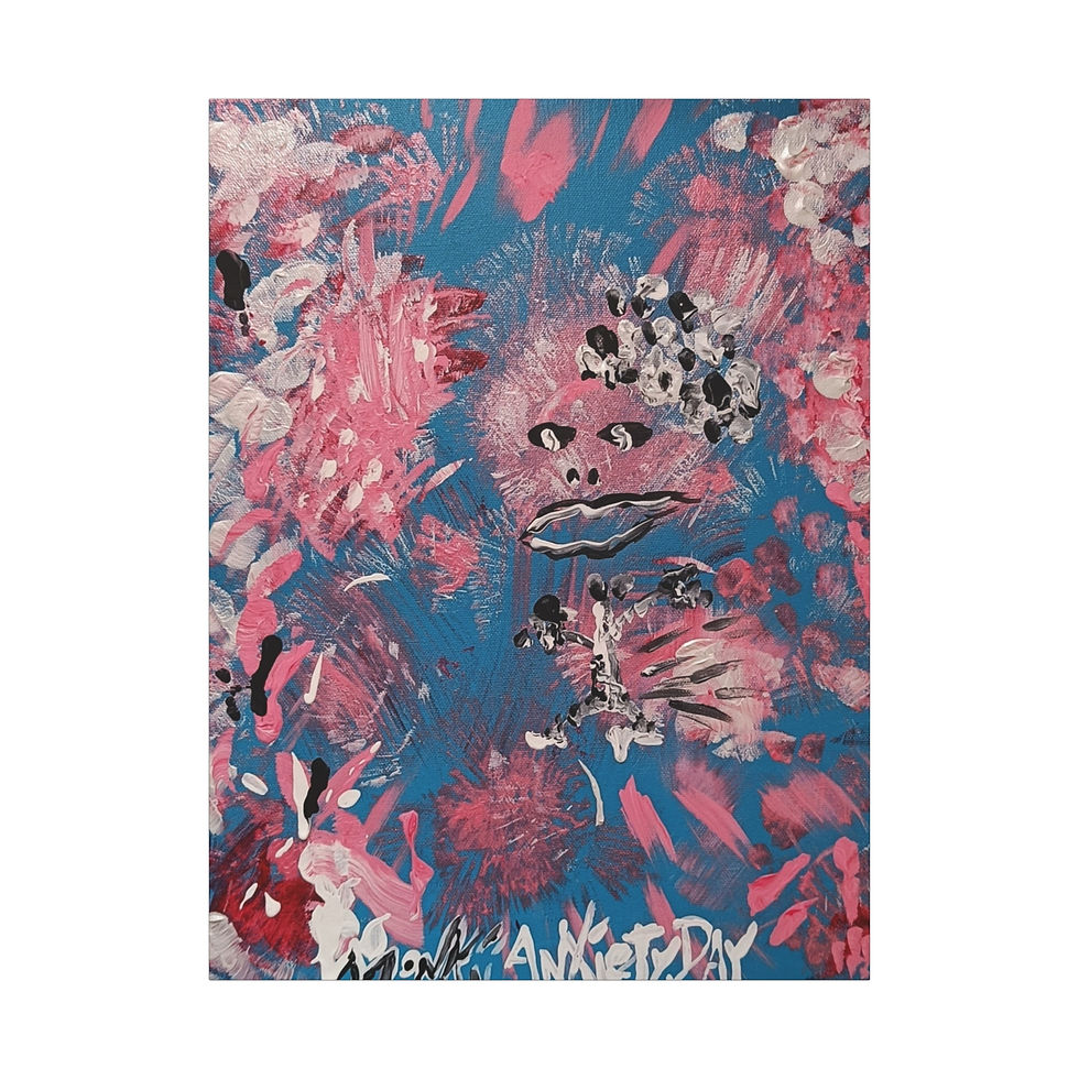 Thumbnail: "Anxiety Day" | Fantastic Abstract Canvas Art Print — Pink & Blue Wall Art