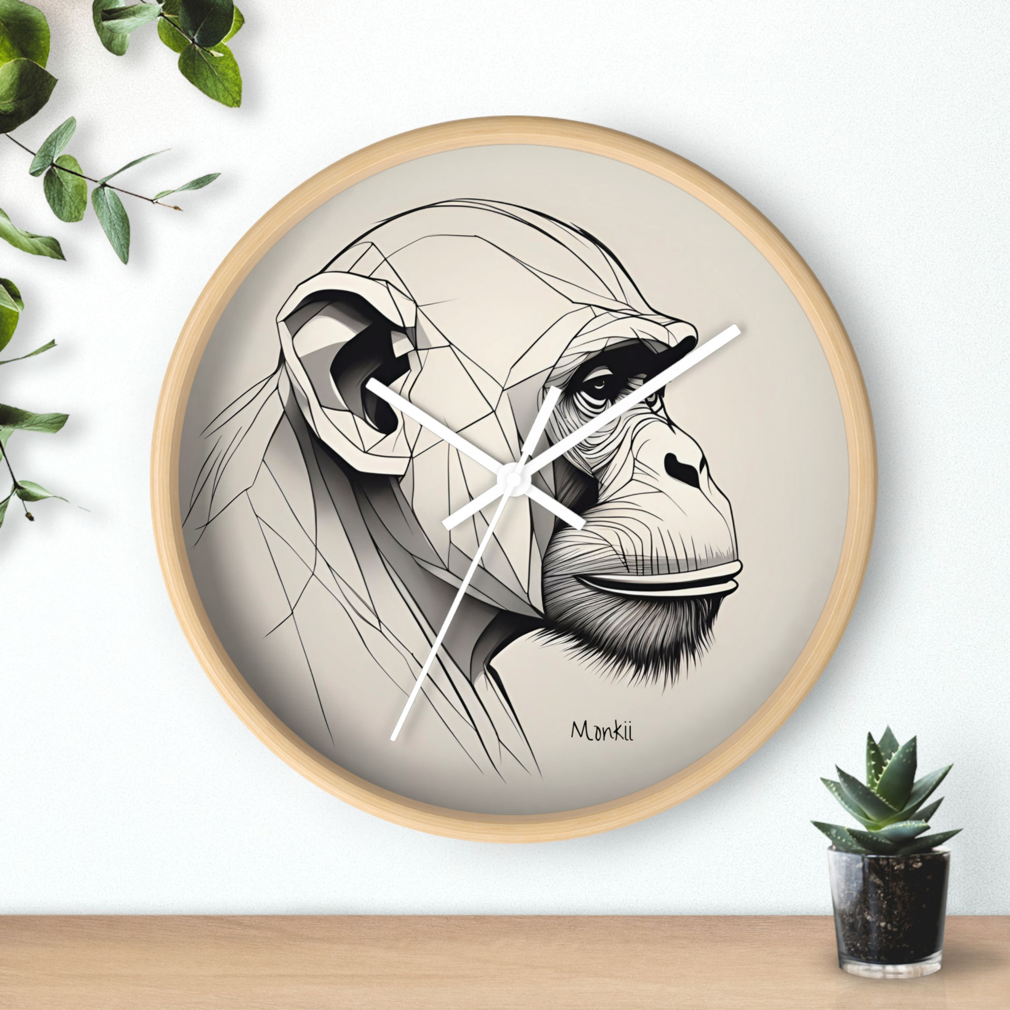 Black & White Fashion Wall Clock — Cool Chimp Portrait Timepiece