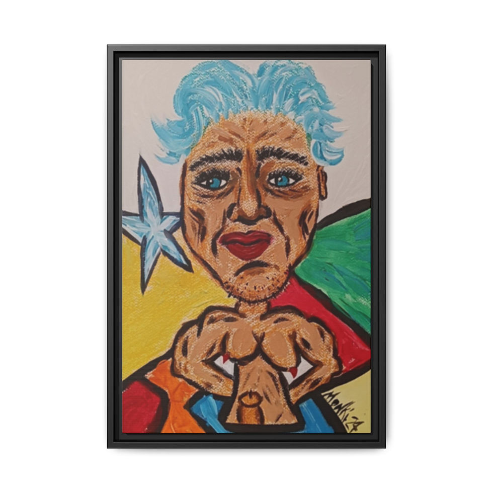 Thumbnail: 'The Star Michael' Framed Canvas Art Print — Bold Pop Art Portrait by MONKII