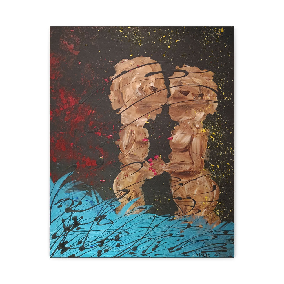 Thumbnail: "Energies" Romantic Canvas Wall Art Print by MONKII — Beautiful Couple Painting