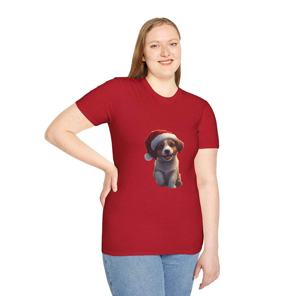 Thumbnail: Cute Christmas Puppy T-shirt | Red/Black/Navy