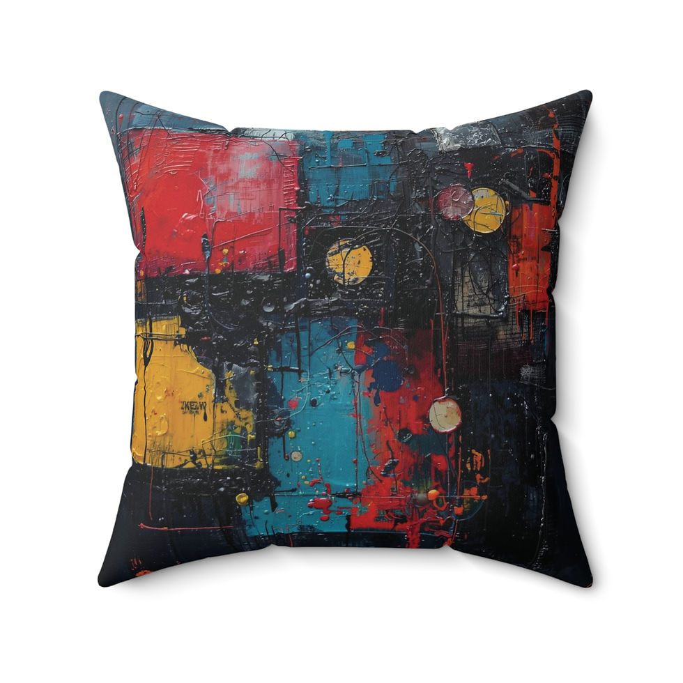 Thumbnail: Abstract Color Block Square Pillow – Colorful Contemporary Art Throw Cushion