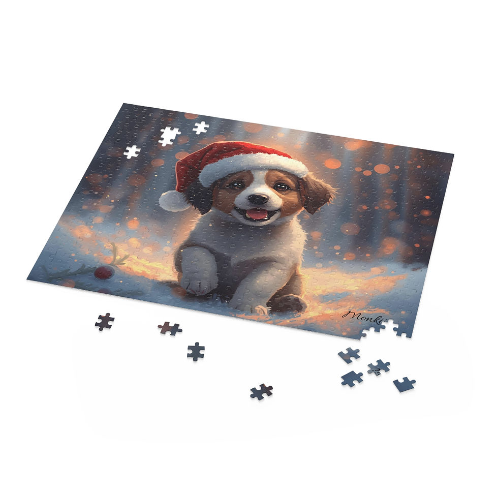 Thumbnail: Christmas Santa Puppy Puzzle - 120/252/500-Piece Holiday Jigsaw