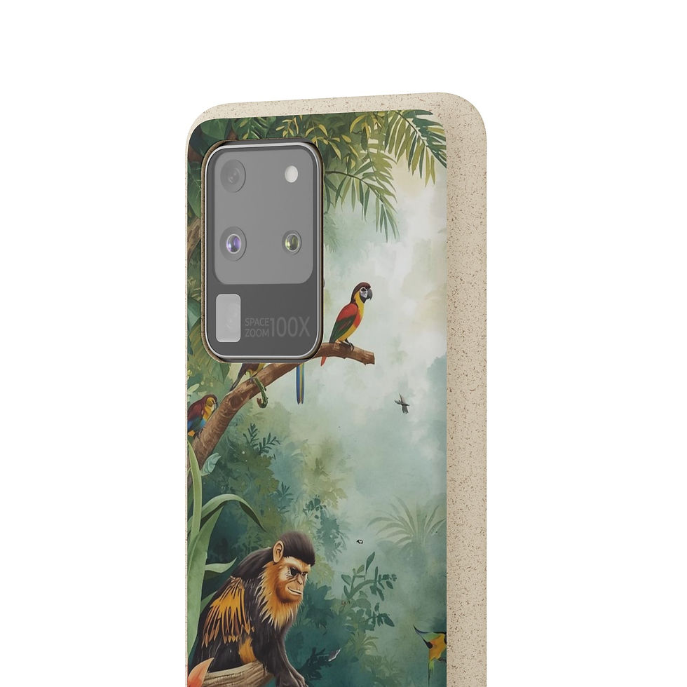 Thumbnail: Biodegradable Phone Case — Tropical Jungle Monkey & Parrot Design