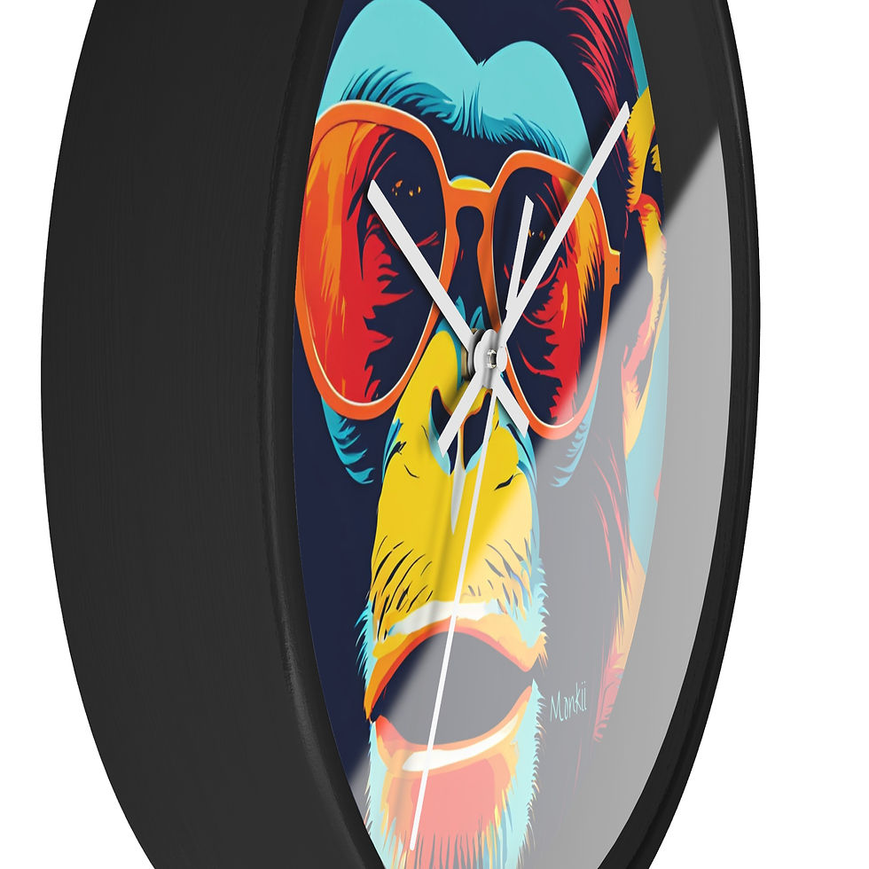 Thumbnail: Colorful Retro Monkey Wall Clock — Funky Sunglasses Pop Art Clock