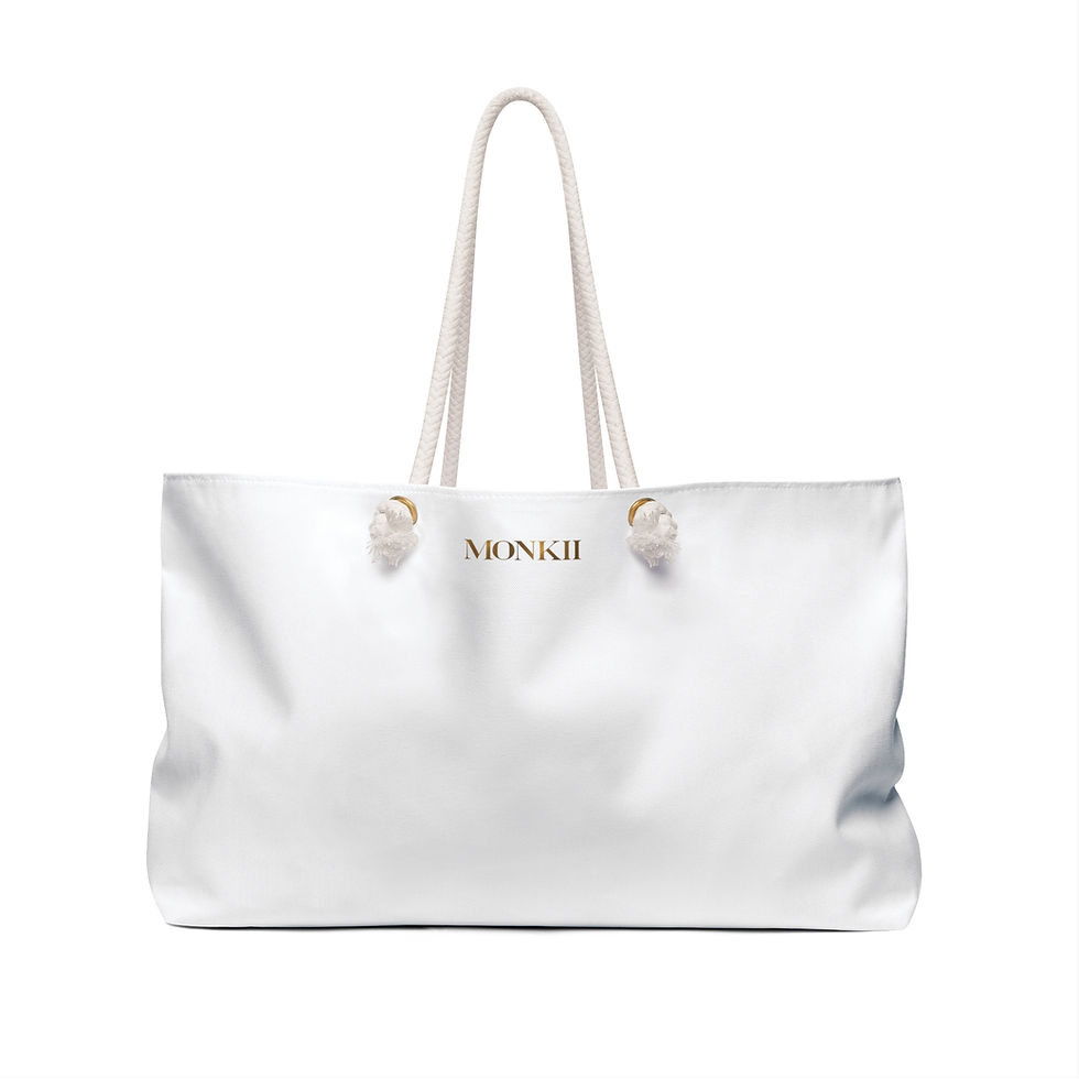 Thumbnail: MONKII Gold Cross Weekender Bag — White Luxury Travel Tote