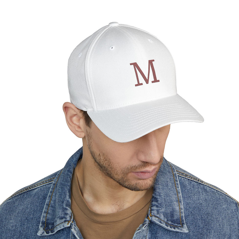 Thumbnail: Baseball Cap - MONKII Embroidered White & Maroon Elegant Style