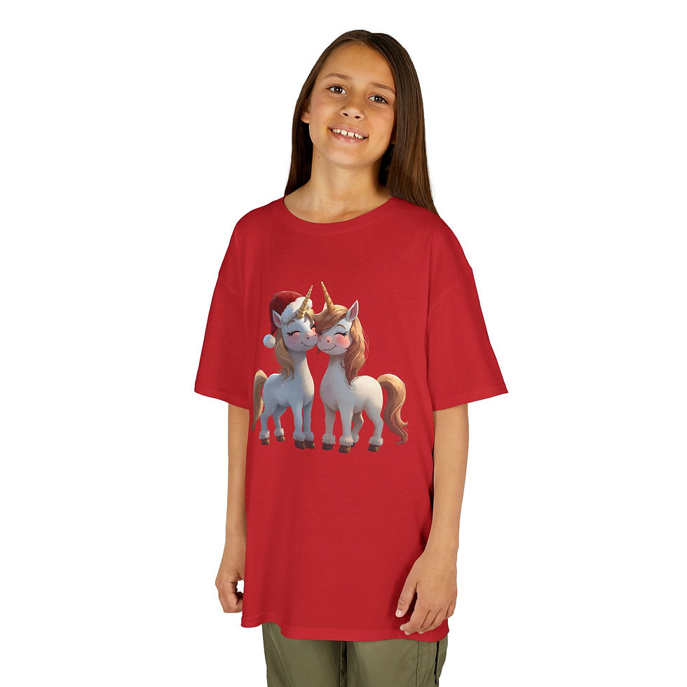 Thumbnail: Unicorn Love | Kids Tee - Red/Black/Blue