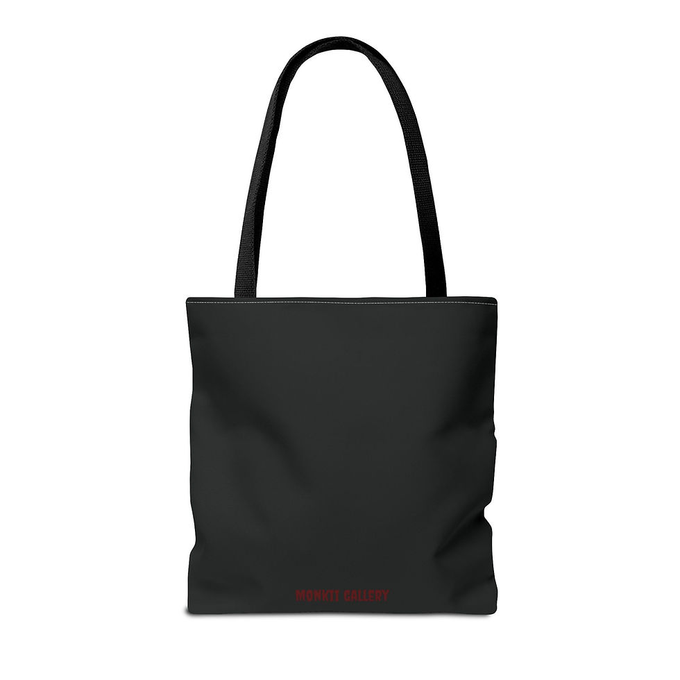 Thumbnail: Halloween Black Tote Bag – "Slasher Season Supplies" Red Blood Stripe Print