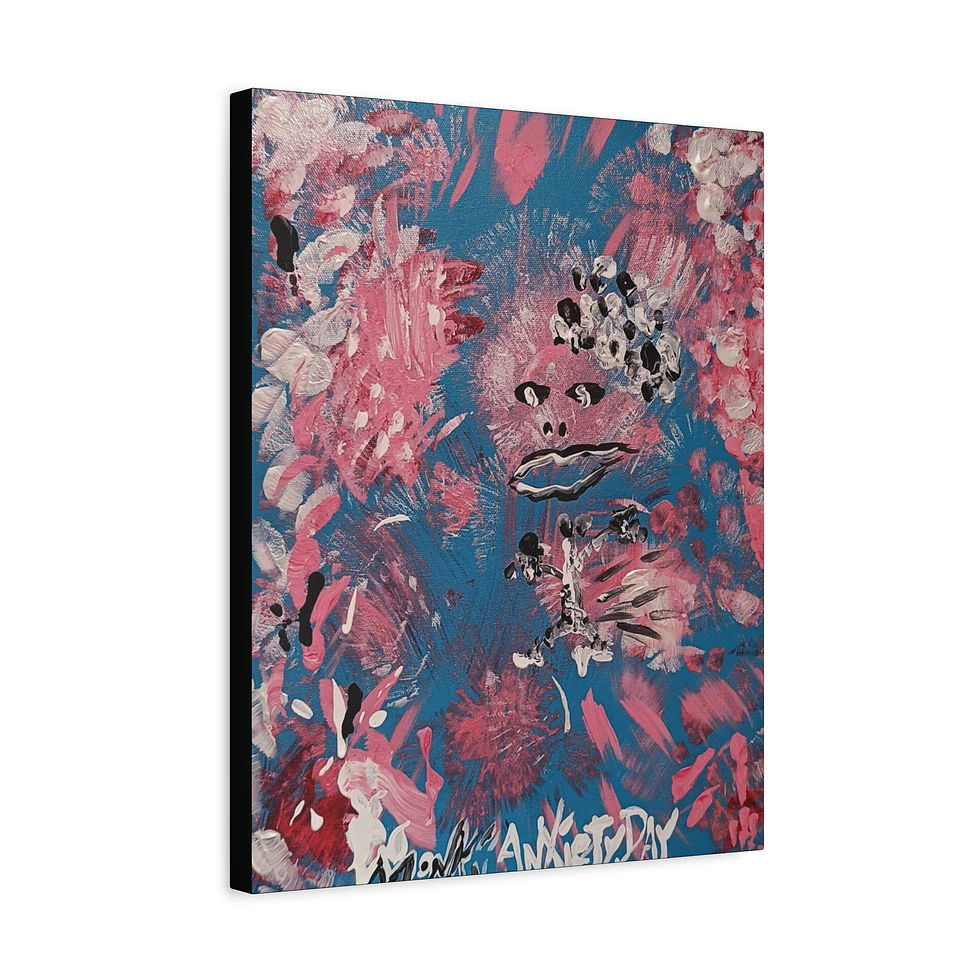 Thumbnail: "Anxiety Day" | Abstract Canvas Art Print — Pink & Blue Contemporary Painting