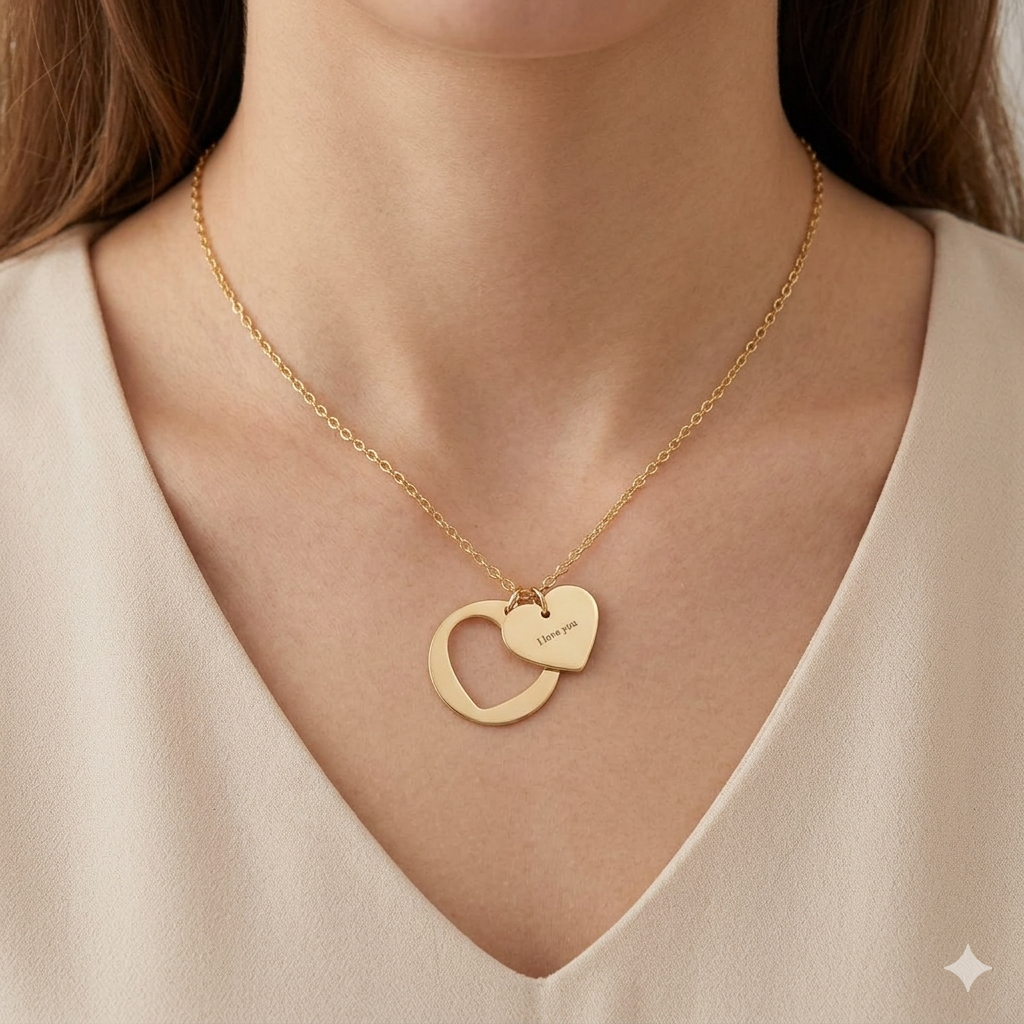 'I Love You' Engraved Heart Necklace — Valentine's Jewelry