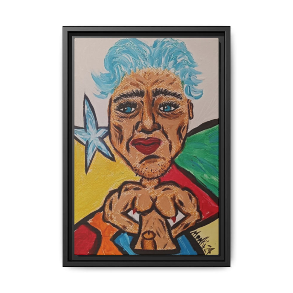 Thumbnail: 'The Star Michael' Framed Canvas Art Print — Bold Pop Art Portrait by MONKII