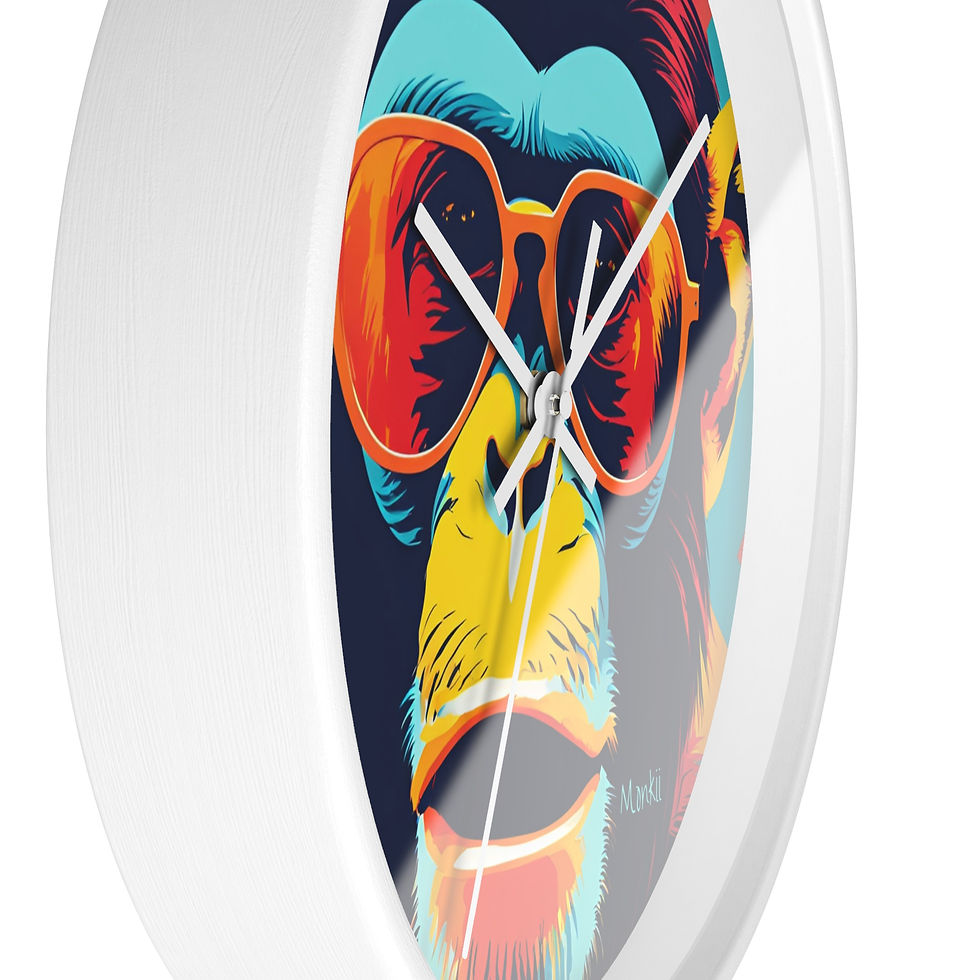 Thumbnail: Colorful Retro Monkey Wall Clock — Funky Sunglasses Pop Art Clock