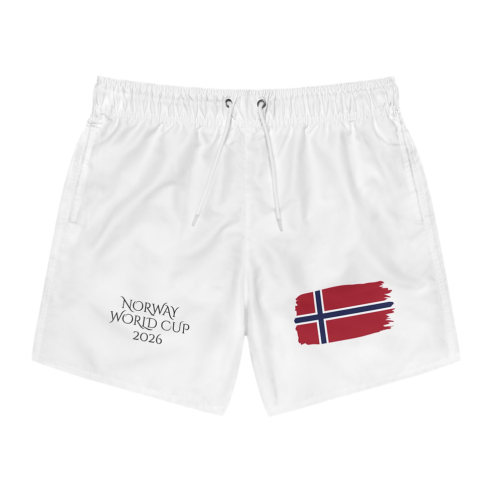 Thumbnail: Norway World Cup 2026 Swim Trunks - Norwegian Flag Beach Shorts