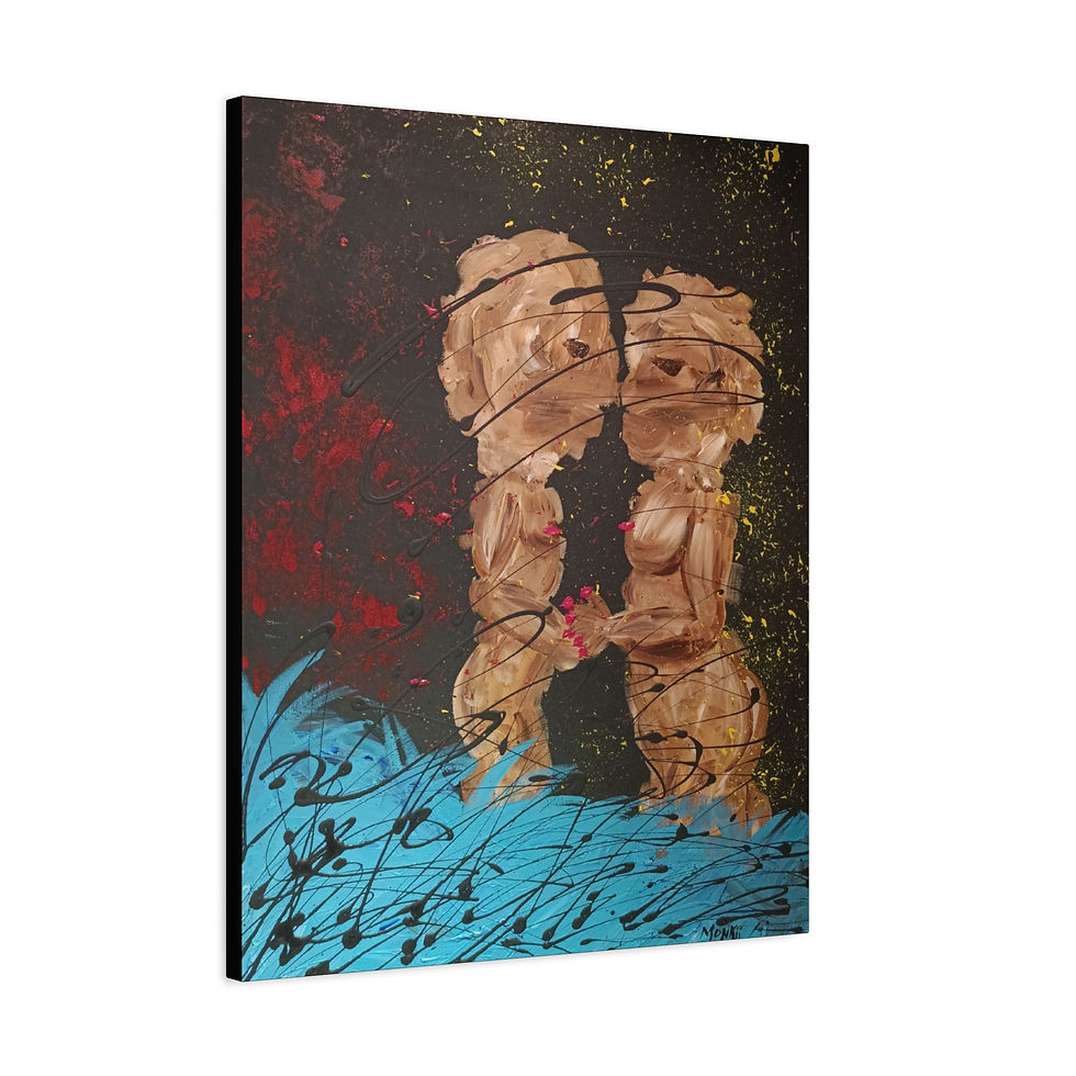 Thumbnail: "Energies" Romantic Canvas Wall Art Print by MONKII — Beautiful Couple Painting