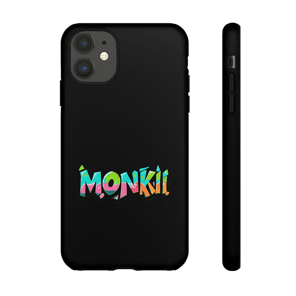 Thumbnail: Black Phone Case - Colorful Graffiti "MONKII" Slim Tough Case