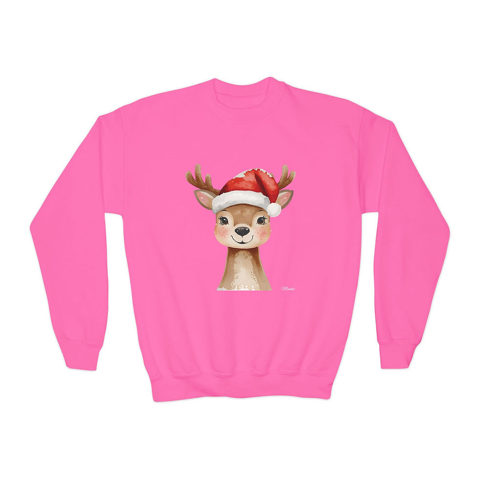 Thumbnail: Pink Reindeer Kids Christmas Sweatshirt
