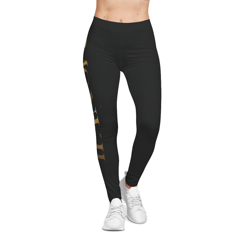 Thumbnail: Black Chic Leggings with MONKII Design | Women's Activewear Athleisure Pants