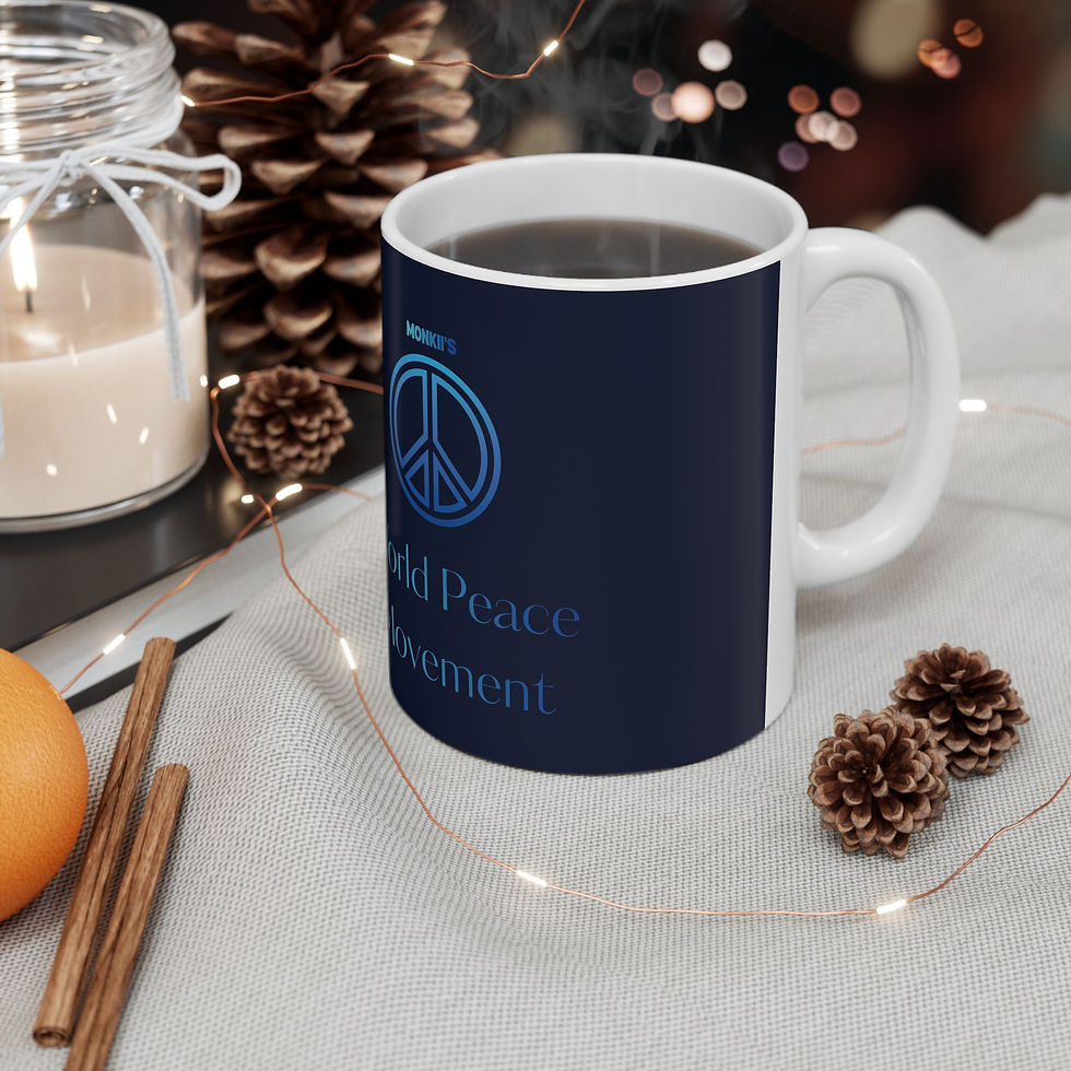Thumbnail: MONKII's World Peace Movement | Blue Ceramic Mug | 10% of profits go to charity
