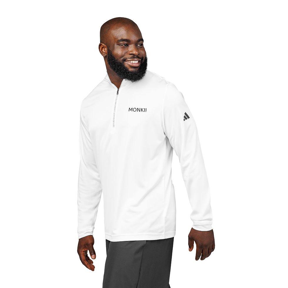 White Adidas® X MONKII Quarter-Zip Pullover - Stylish Embroidered Sportswear
