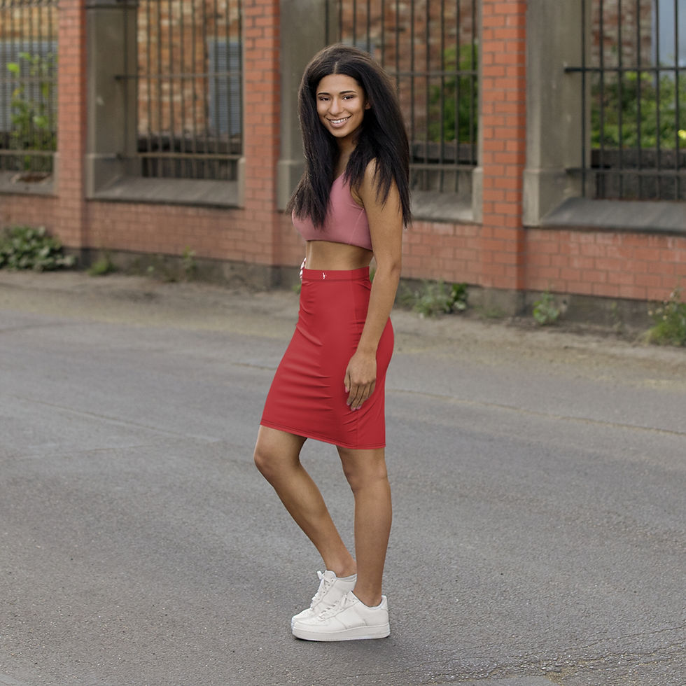 Thumbnail: Elegant VF Pencil Skirt — Women's Mid-Waist Red