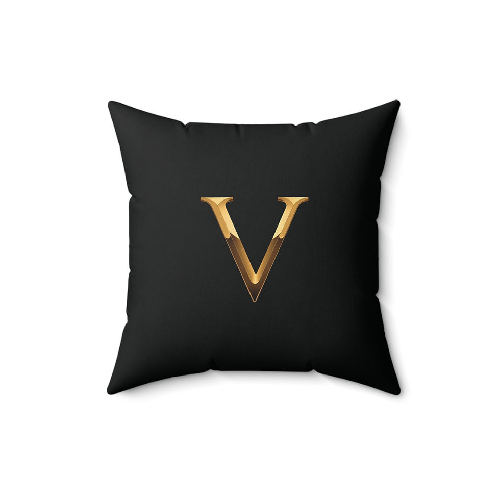 Thumbnail: Gold Letter V Accent Pillow - Monogram Decorative Throw Pillow