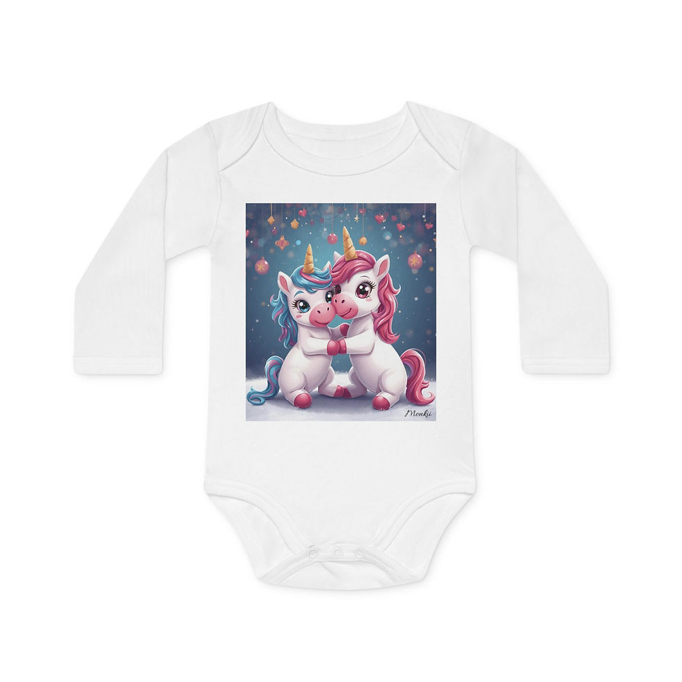 Cute Unicorn Baby Long-Sleeve Bodysuit - Organic Cotton