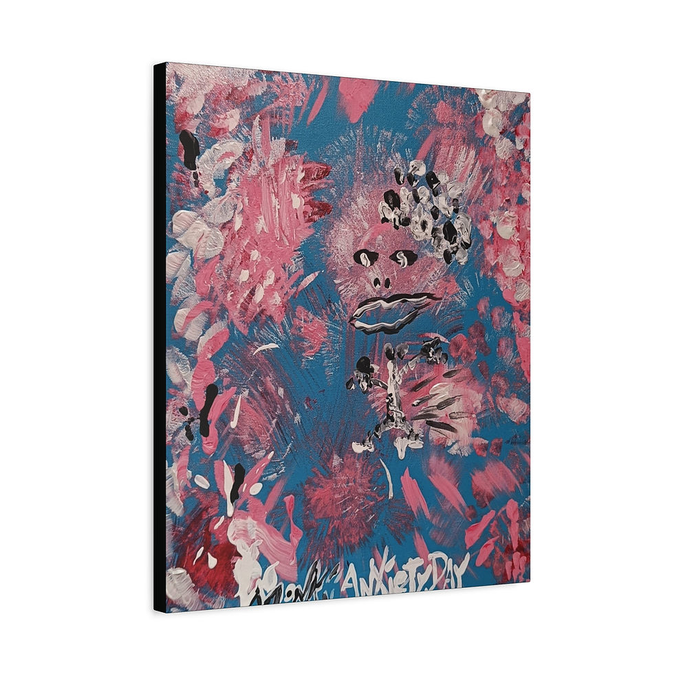 Thumbnail: "Anxiety Day" | Abstract Canvas Art Print — Pink & Blue Contemporary Painting