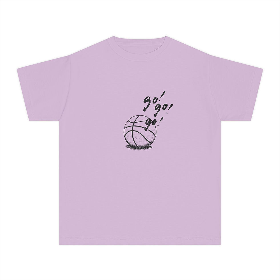 Thumbnail: Youth Basketball Tee - "Go! Go!" Sketch Ball Graphic