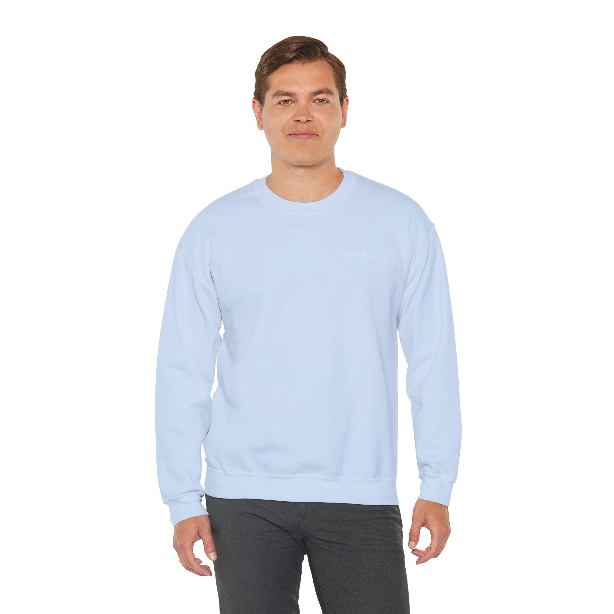 Cozy Unisex Light Blue MONKII Crewneck Sweatshirt