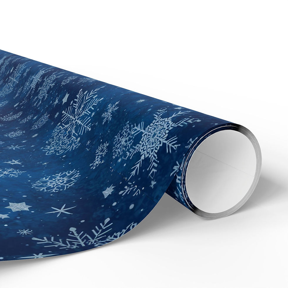 Thumbnail: Blue Snowflake Wrapping Paper Roll — Winter Holiday Gift Wrap