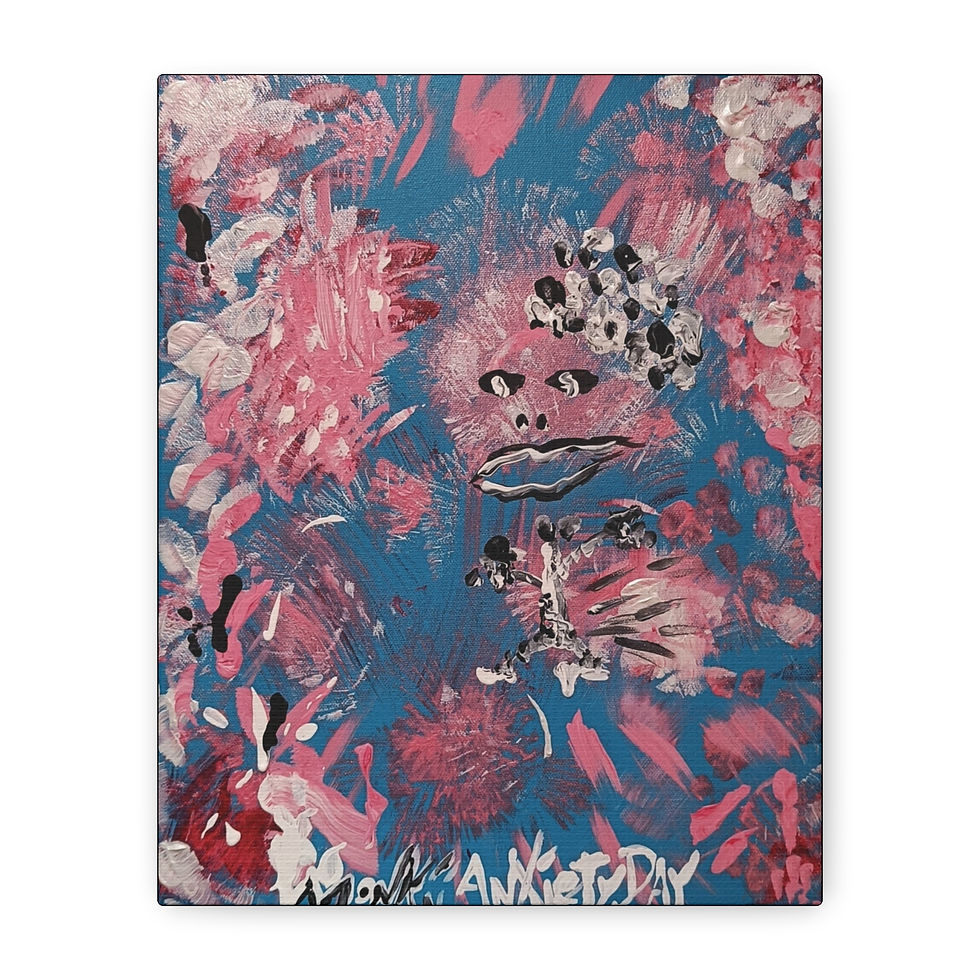 Thumbnail: "Anxiety Day" | Abstract Canvas Art Print — Pink & Blue Contemporary Painting