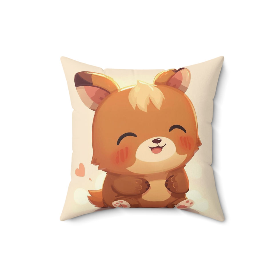 Thumbnail: Cute Smiling Baby Fox Square Pillow — Kids & Nursery Decorative Throw Pillow