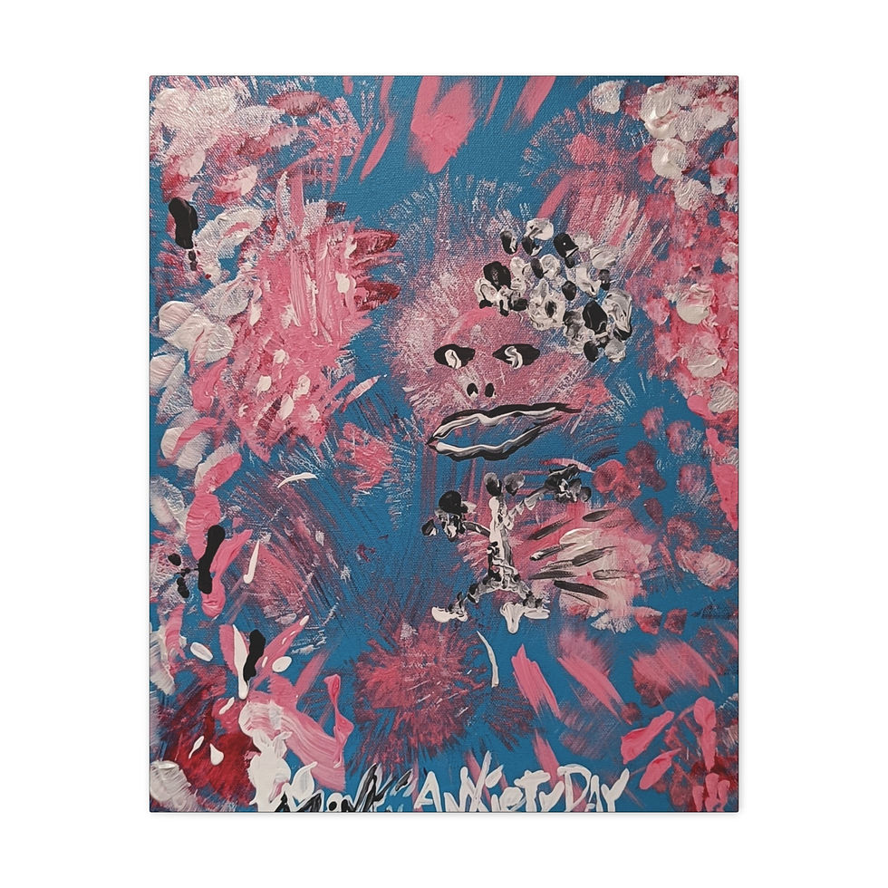 Thumbnail: "Anxiety Day" | Abstract Canvas Art Print — Pink & Blue Contemporary Painting