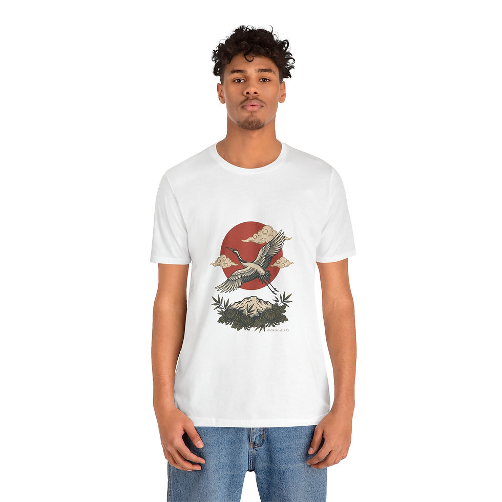 Thumbnail: Flying Crane Traditional Tattoo Unisex Tee | Vintage T-Shirt