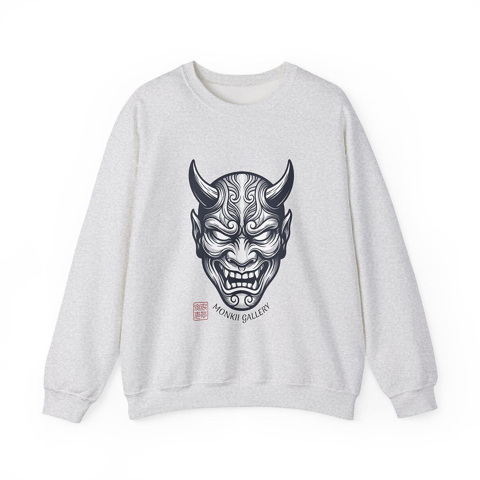 Thumbnail: Hannya Mask Crewneck Sweatshirt – Japanese Oni Demon Graphic