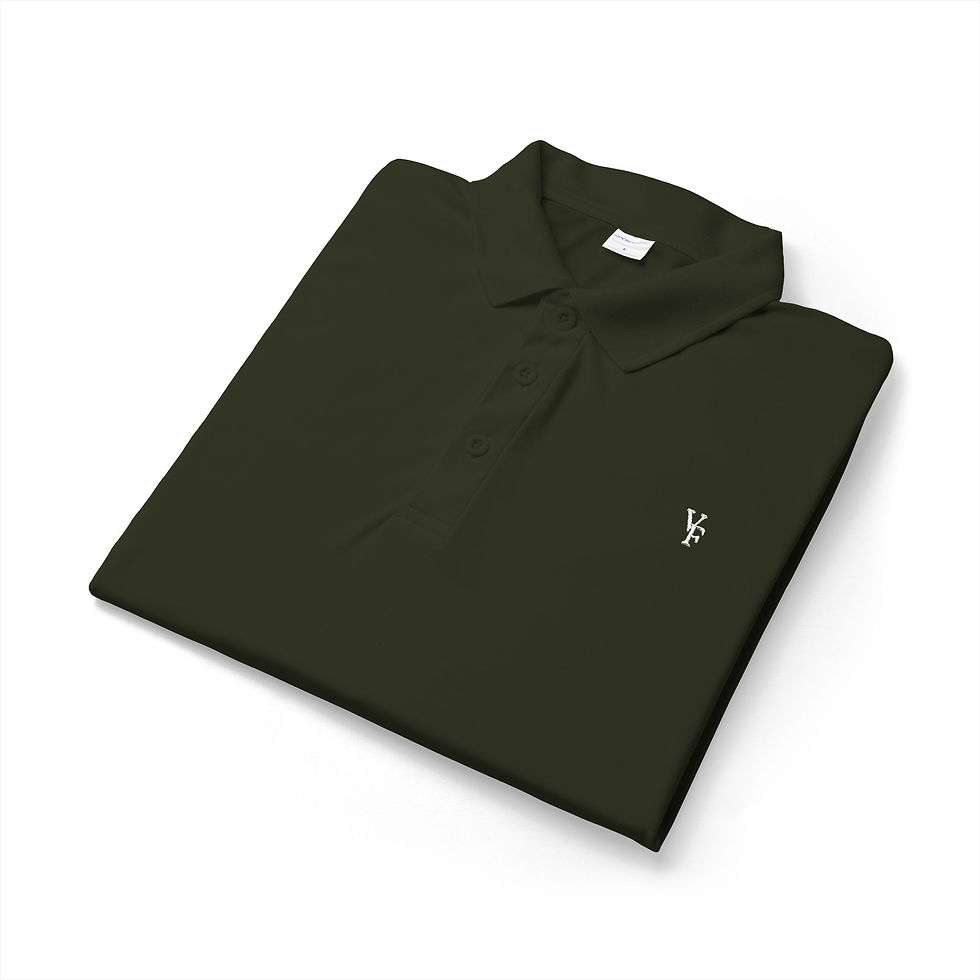 Thumbnail: Men's Embroidered Black Polo Shirt — Minimal VF Logo