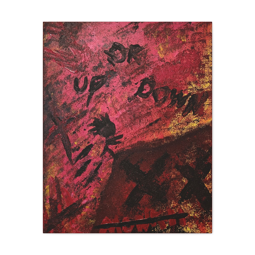 Thumbnail: 'Up or Down' Amazing Dark Red Abstract Painting — Cool Canvas Wall Art Print