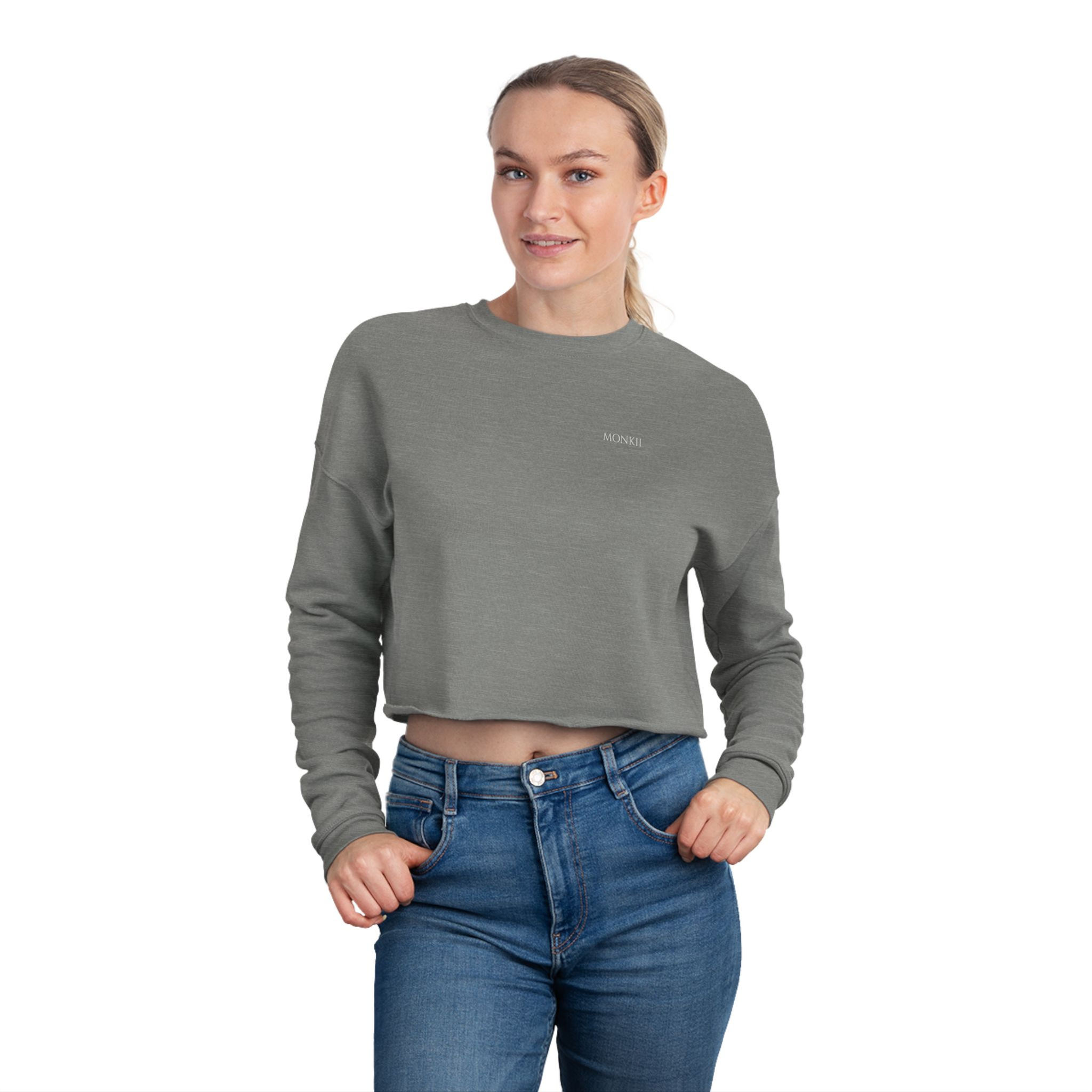 Chic Grey Women's Cropped Sweatshirt