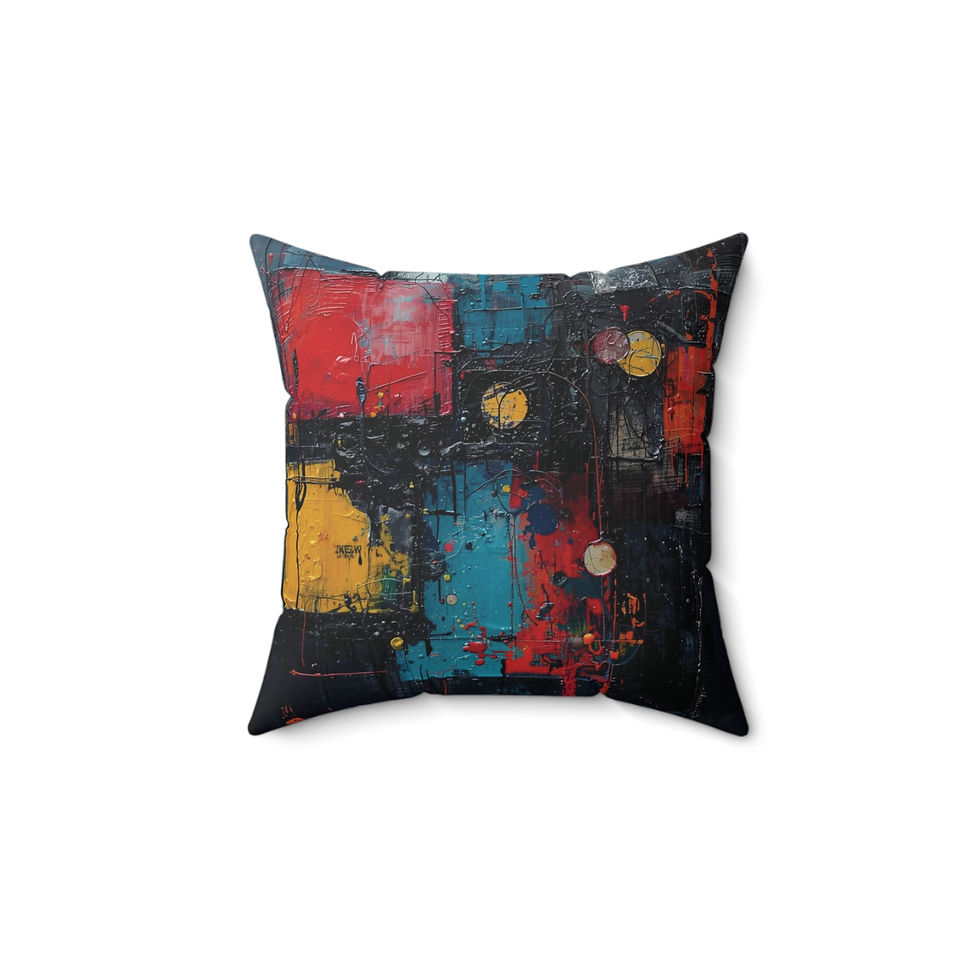 Thumbnail: Abstract Color Block Square Pillow – Colorful Contemporary Art Throw Cushion