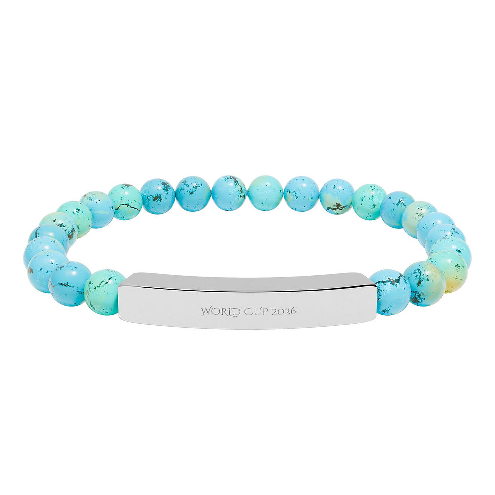 Thumbnail: 'World Cup 2026' Engraved Natural Stone Bracelet — Unisex Soccer Bracelet