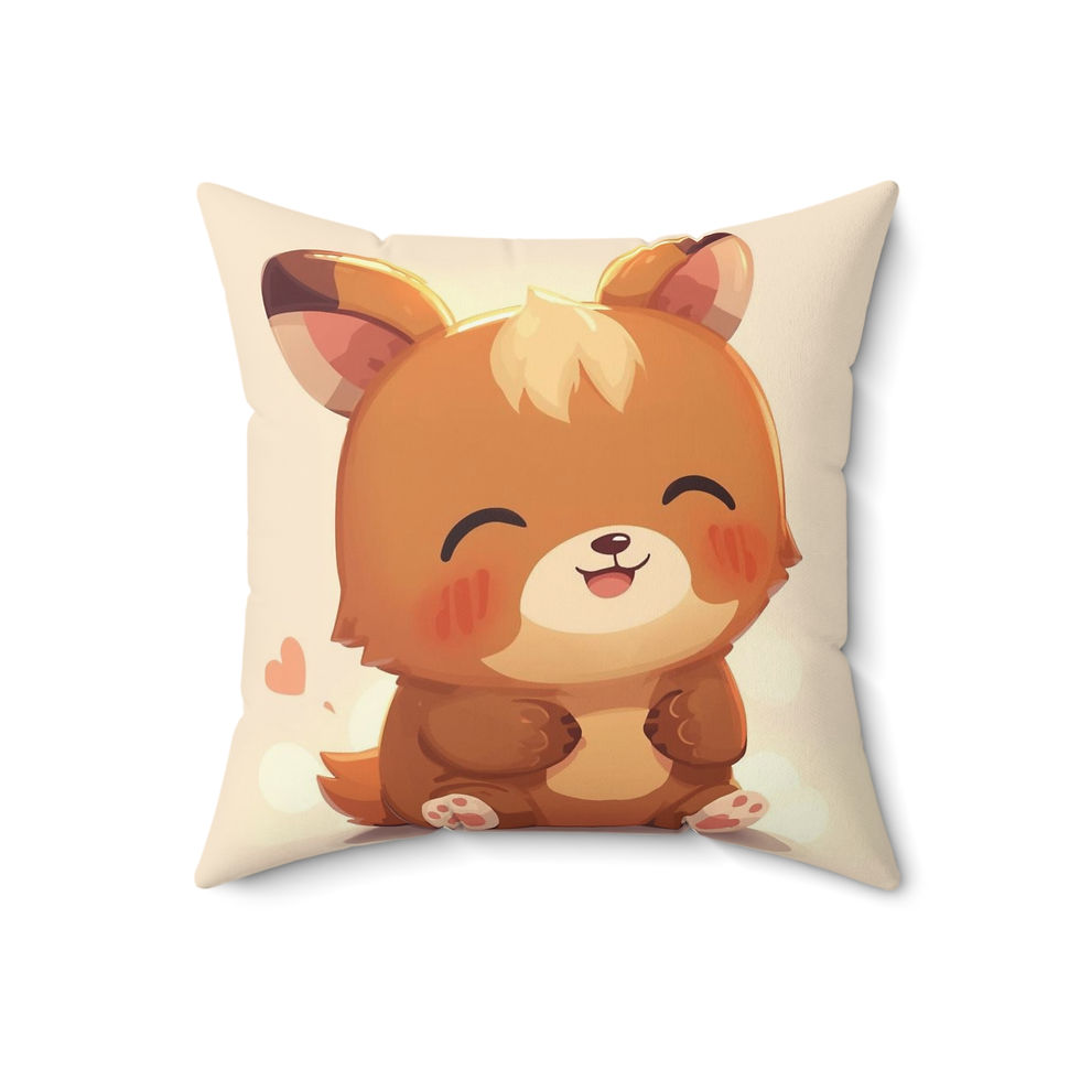 Thumbnail: Cute Smiling Baby Fox Square Pillow — Kids & Nursery Decorative Throw Pillow
