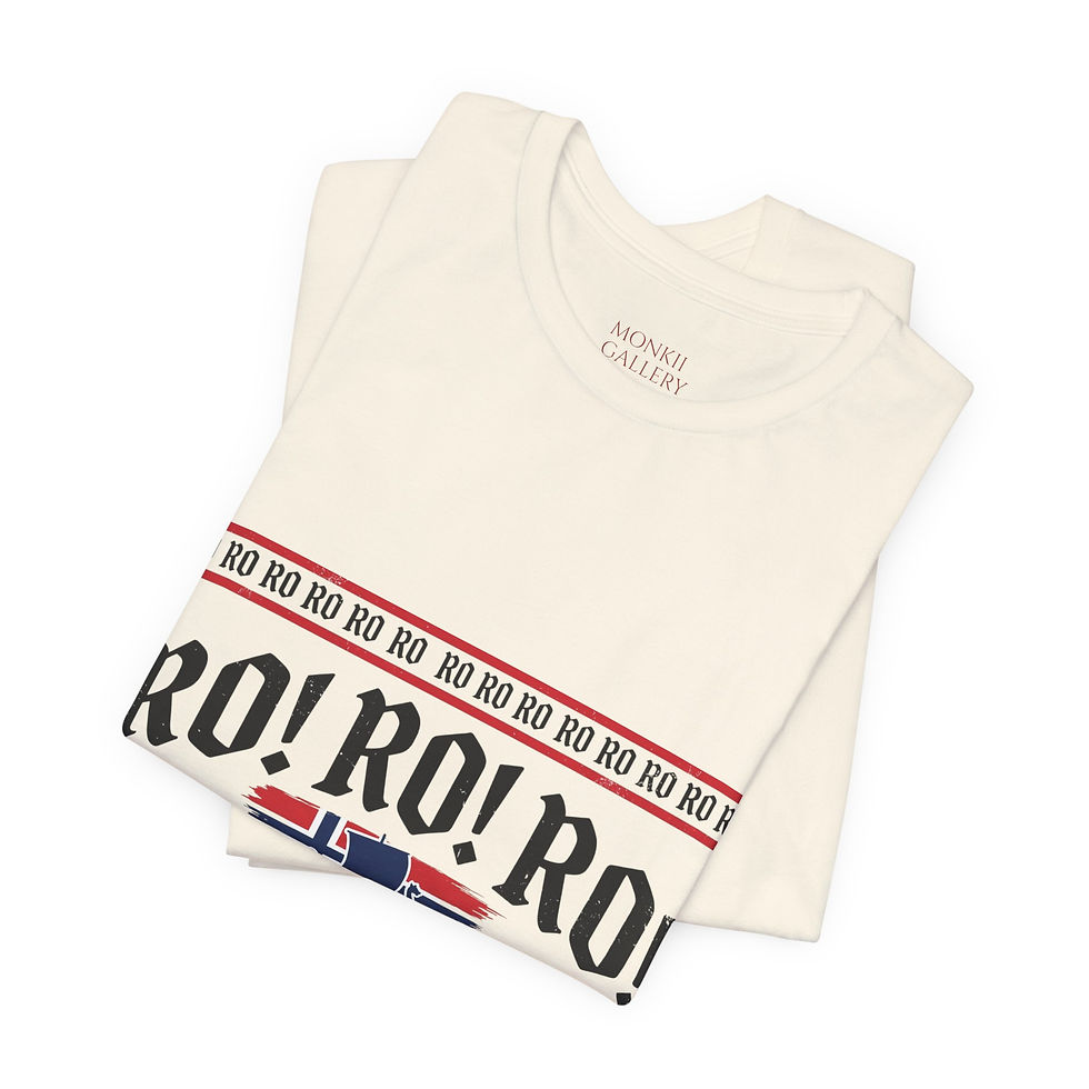 Thumbnail: Ro! Ro! Ro! Viking Row T‑Shirt | Norway Football Supporter, Norwegian Flag 