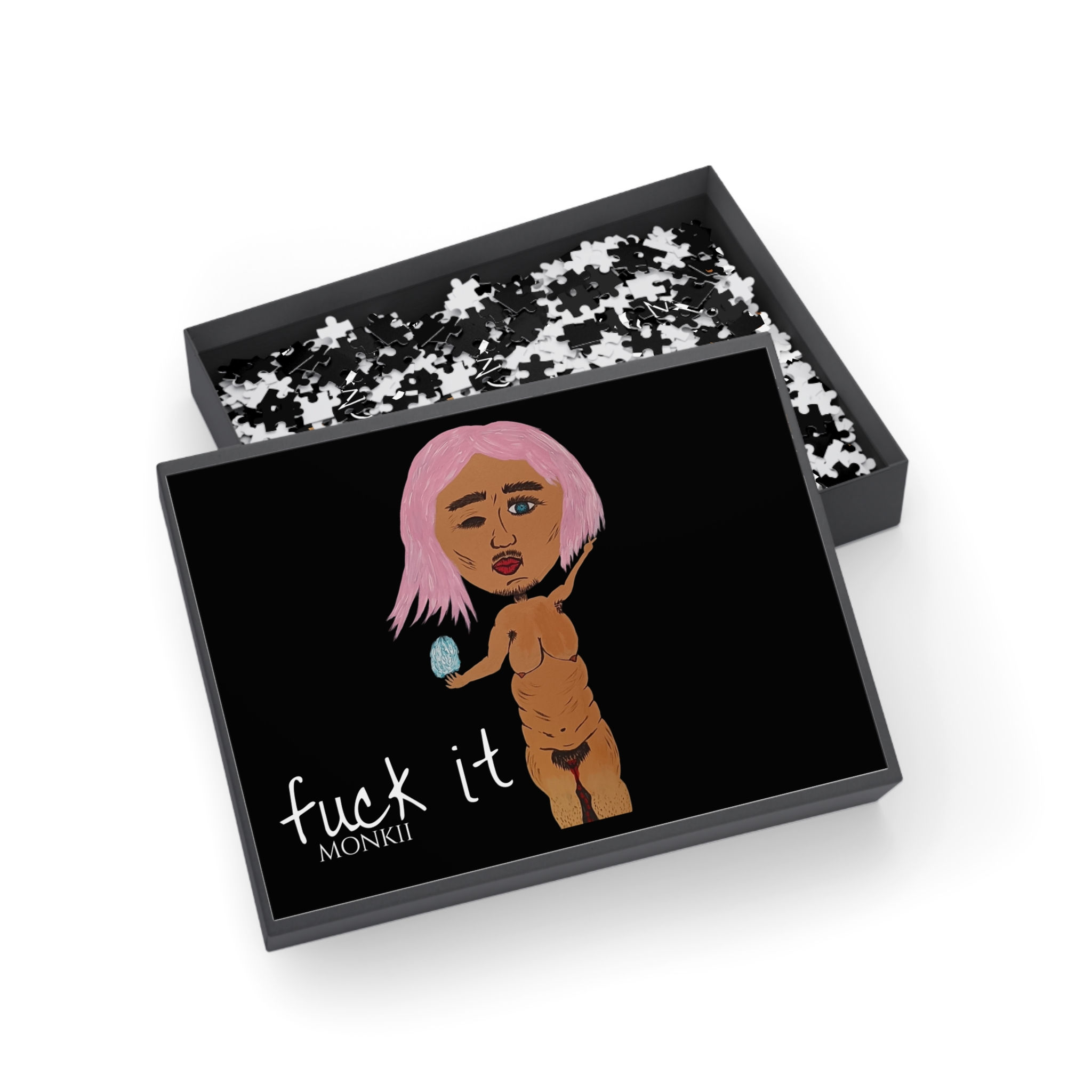 'Fuck it' Unique Art Puzzle By Monkii - Fun Game Night (252-1000 pcs)